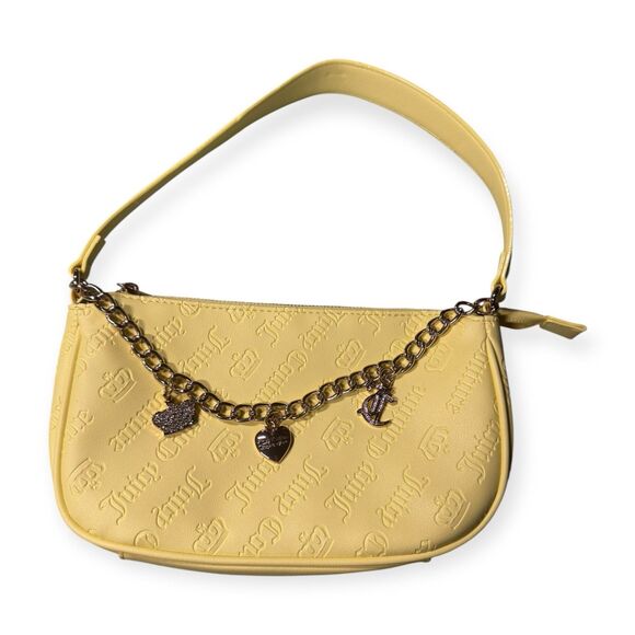 Juicy‎ Couture Yellow Textured Purse w/ Charms Retro Y2K Shoulder Bag - Picture 1 of 12